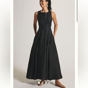 Aureta Studio Boatneck Linen Maxi Dress Anthropologie